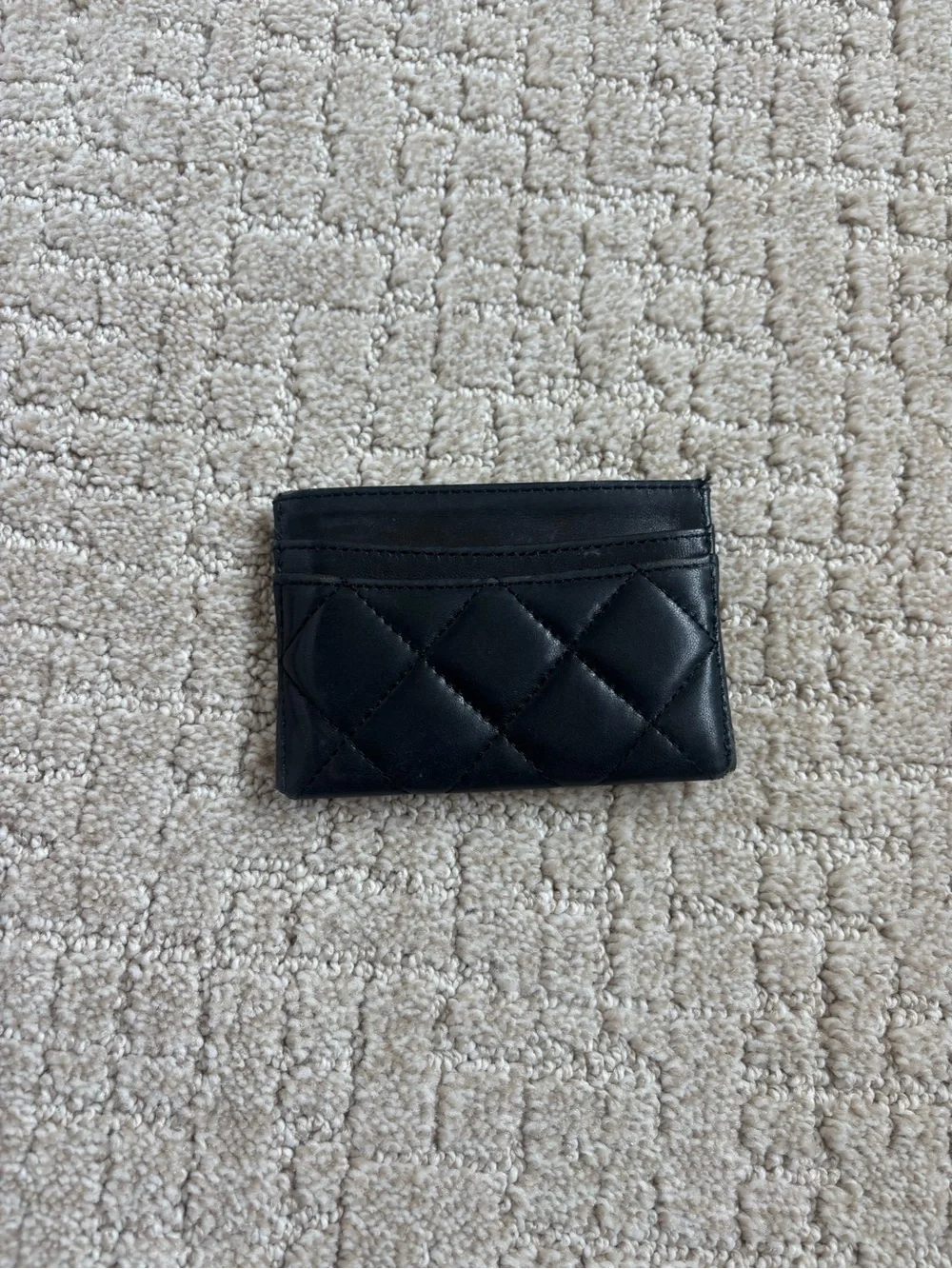 Chanel black lambskin card holder authentic.